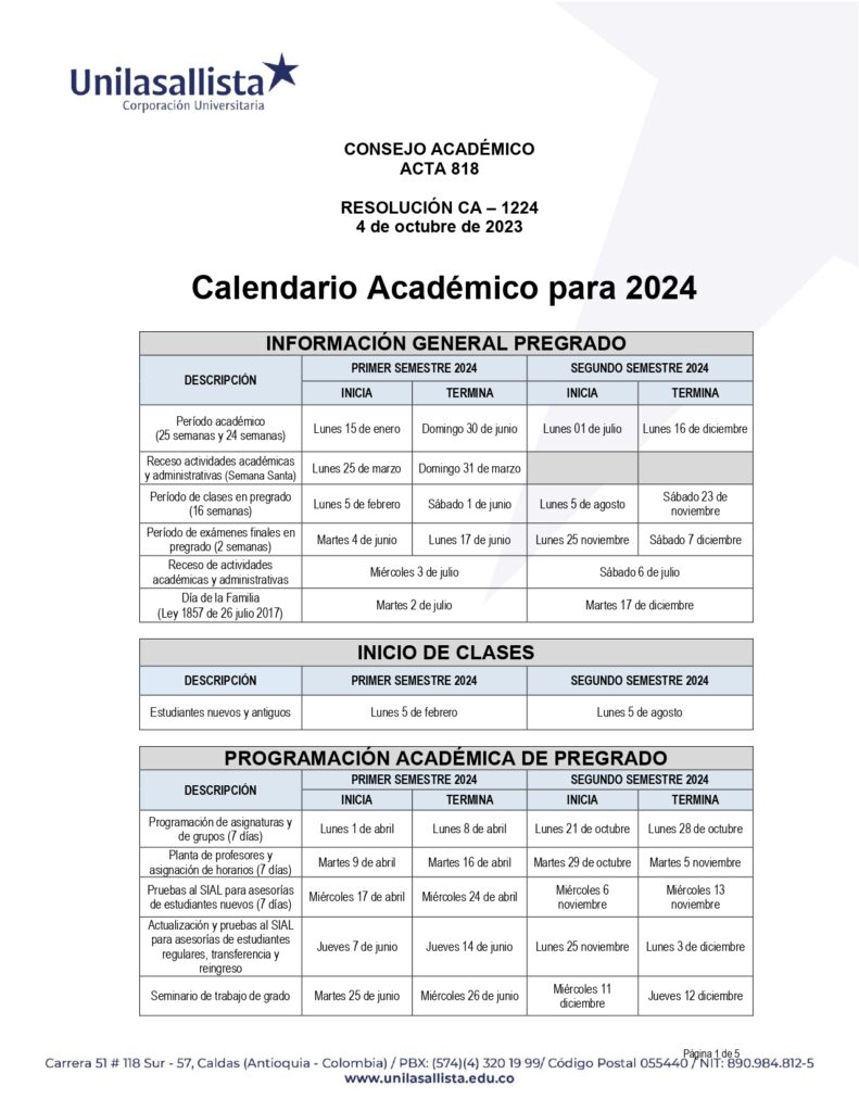 Calendario academico 2024 1 unisimon 6